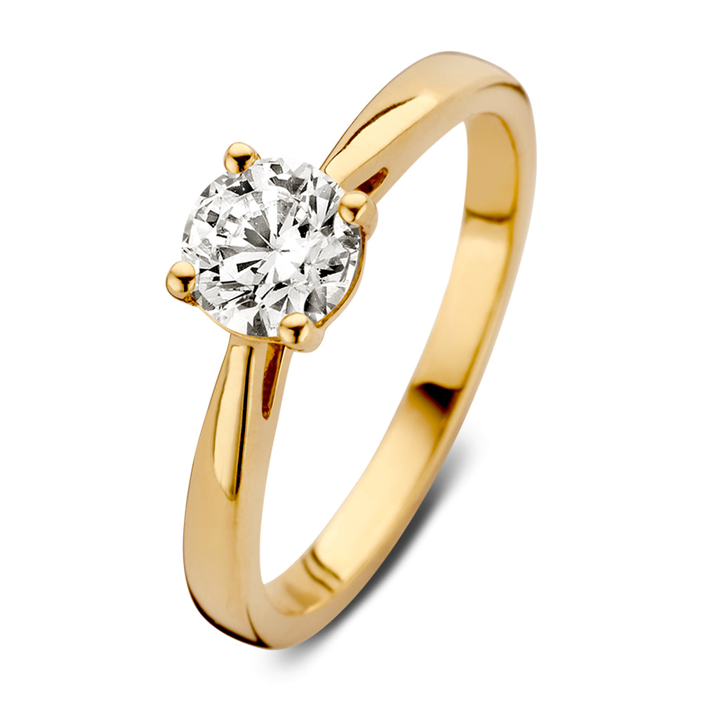 Gold solitaire store diamond ring