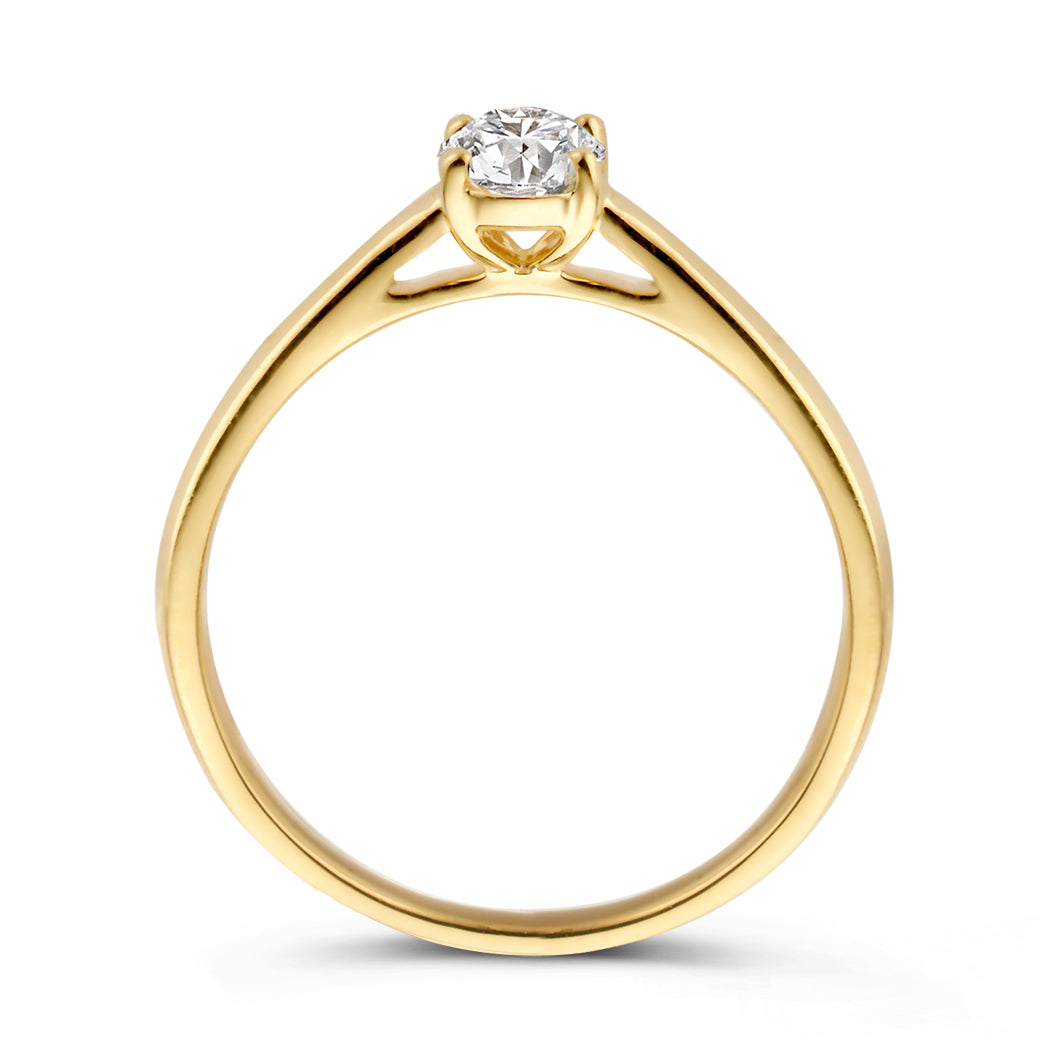 Verlovingsring in geelgoud 18 kt. met in totaal 0,43 ct. Princess-Diamant  tw,vs van Steinberg